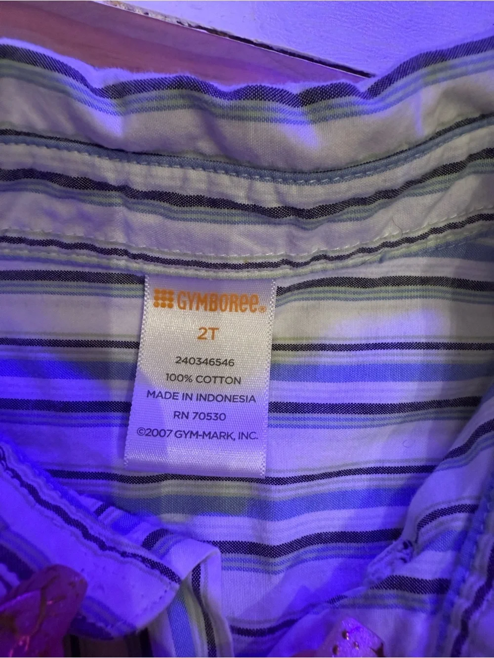 Vintage 2007 Gymboree Boys Button-Down Stripe Shirt - Light Blue & Green